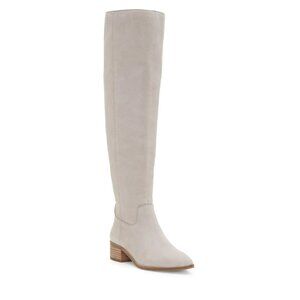 Lucky Brand Kitrie Leather Knee-High Boots Light Grey Size 7.5 With Side Zipper